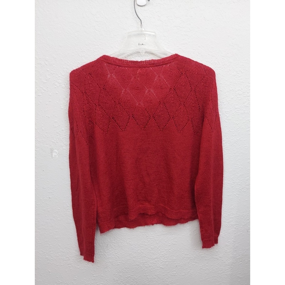 SUNDANCE Cardigan Sweater Womens XL Burgundy Pink Mohair Blend Long Sleeve Soft - Picture 2 of 8